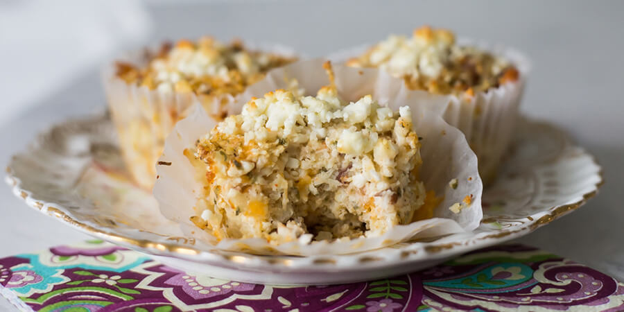 Bacon & Cheese Cauliflower Muffins