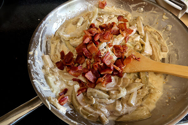 Eggplant and Bacon Alfredo