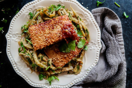 Vegan Sesame Tofu and Eggplant