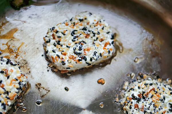 Charred Veggie and Fried Goat Cheese Salad