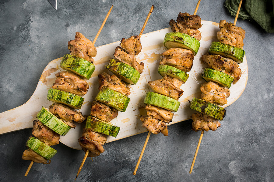 Greek Chicken Skewers with Cauliflower Rice