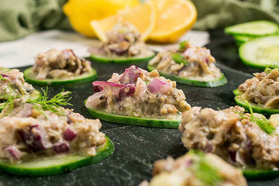 Keto Cucumber Sardine Stacks