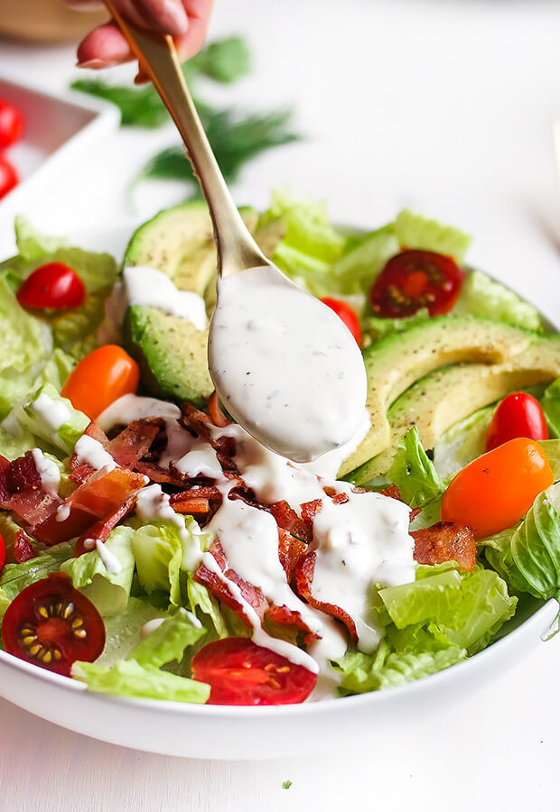 Avocado BLT Salad with Sweet Onion Bacon Ranch Dressing