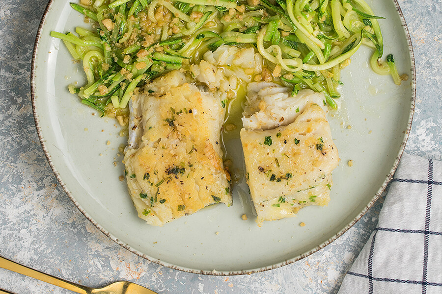 Keto Parsley Cod with Walnut Zoodles